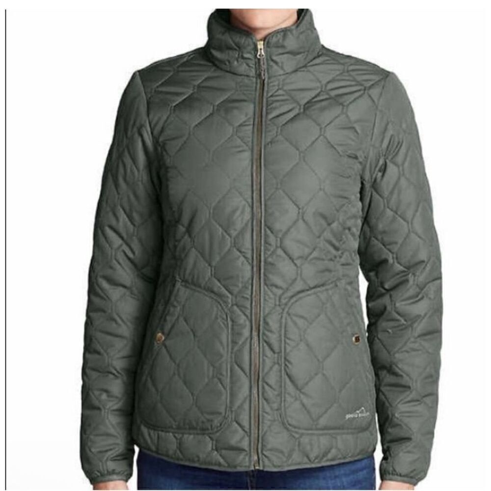 Eddie Bauer women’s Olive green mod quilted jacket S